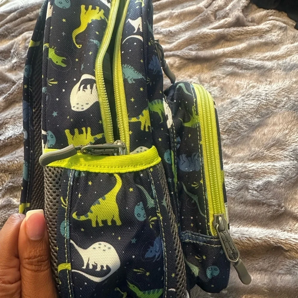 Dinosaur Print Kids Backpack - Blue and Green